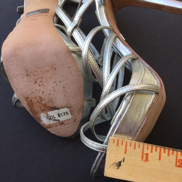 Badgley Mischka FIERCE Strappy Silver platform sandals heels SZ 7M Retail-$175 - Picture 3 of 12